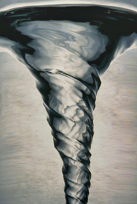 Vortex in draining bottle